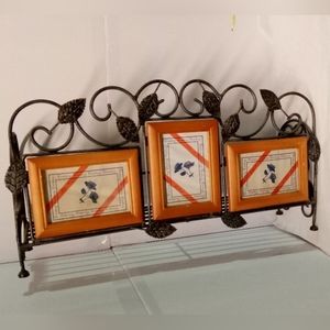 Magazine Rack ,Wine Rack, Caddy with Wooden Photo Frames Metal 21" X10"h